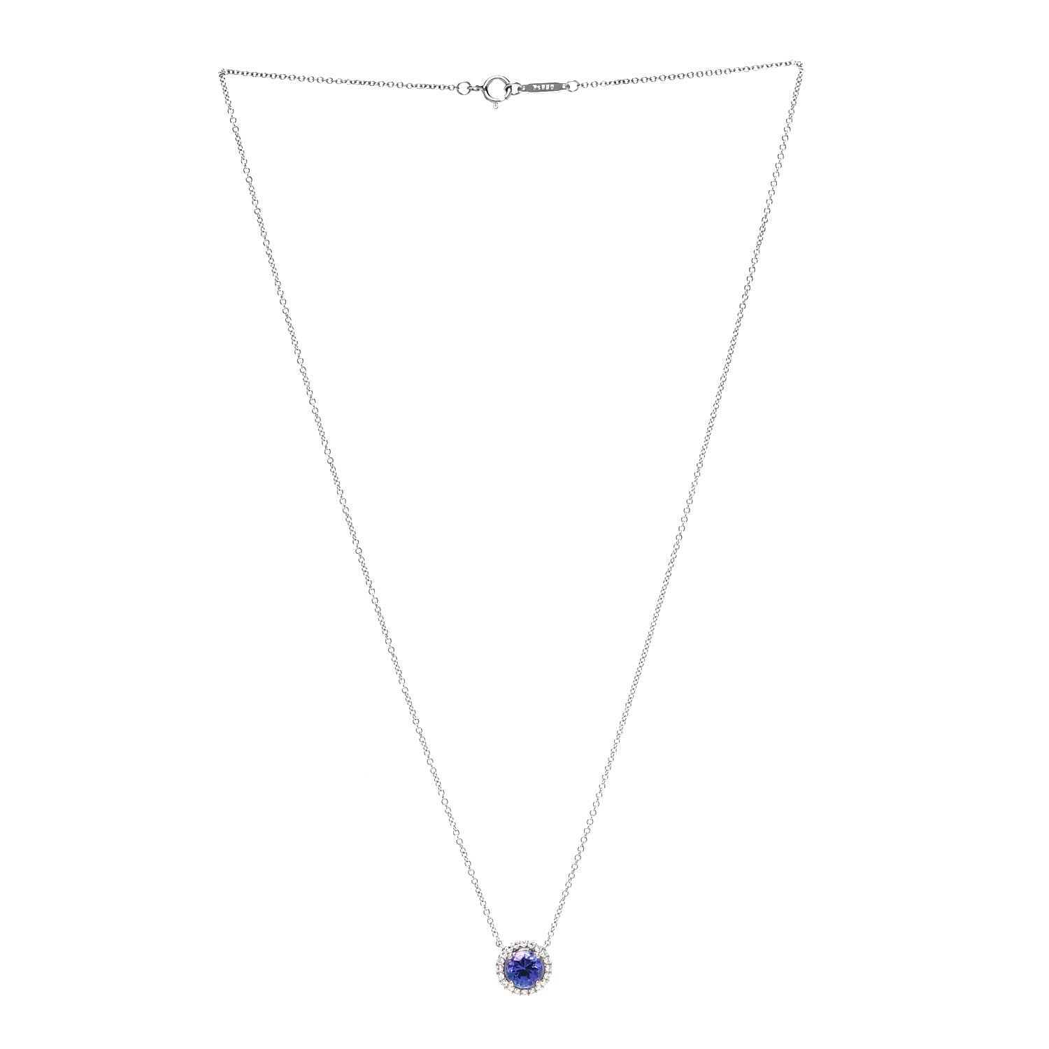 Tiffany Platinum Diamond Tanzanite Soleste Pendant Necklace 3 of 5