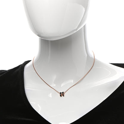 Hermes Lacquered Rose Gold Mini Pop H Pendant Necklace Black 2 of 6