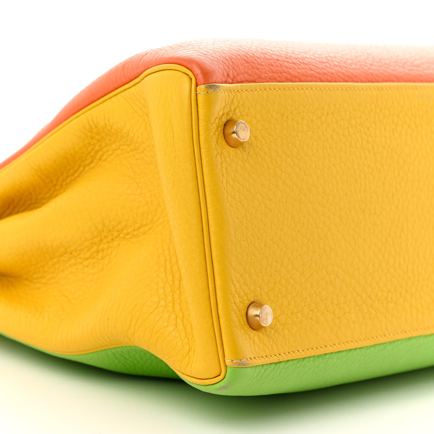 Taurillon Clemence Tri-Color Kelly Retourne 35 Orange Vert Cru Jaune