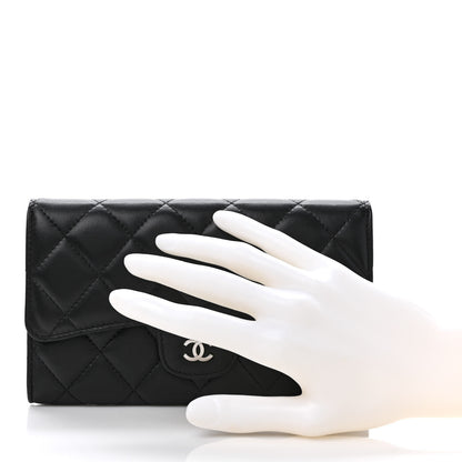 Chanel Lambskin Quilted Large Flap Wallet Black 2 of 7