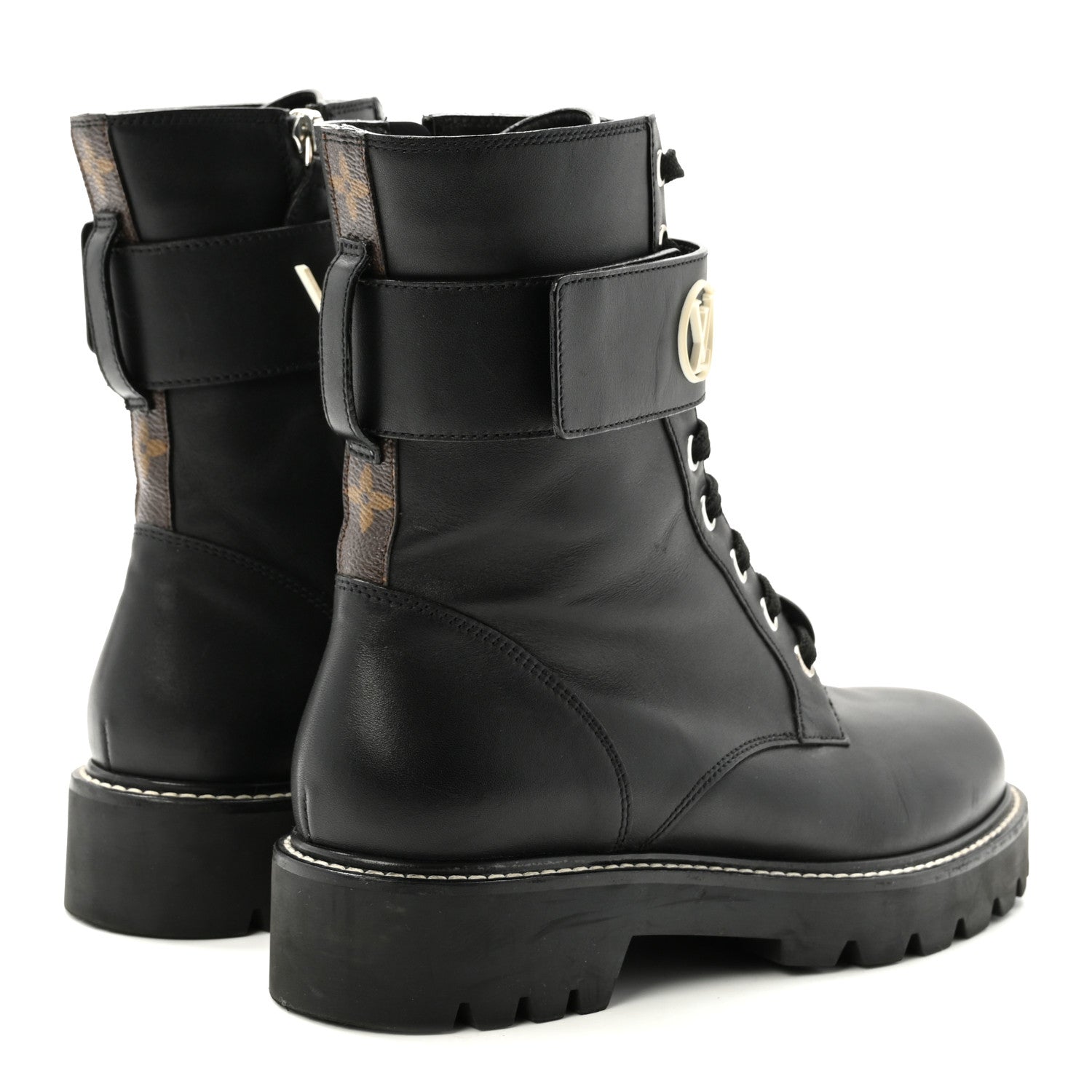 Louis Vuitton Calfskin Territory Flat Ranger Boots 38 Black 5 of 8