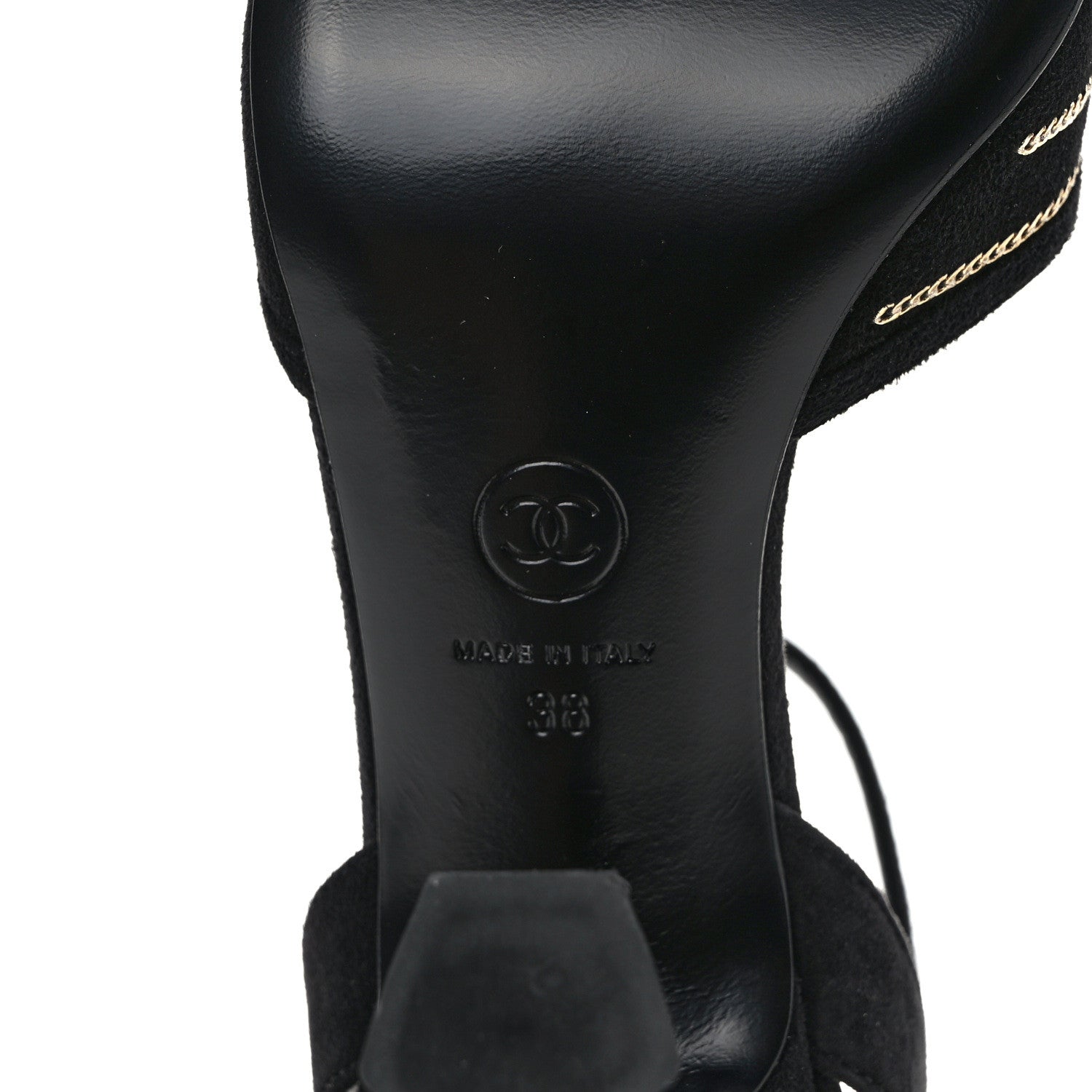 Chanel Suede Kidskin Chain Sandals 38 Black 6 of 9