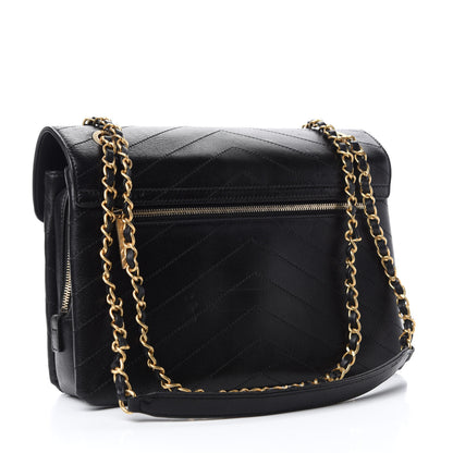 Chanel Lambskin Chevron Quilted Medium Envelope Flap Black 3 of 13