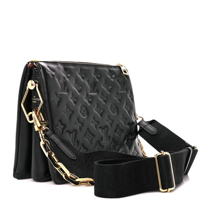 Louis Vuitton Lambskin Embossed Monogram Coussin PM Black 4 of 13