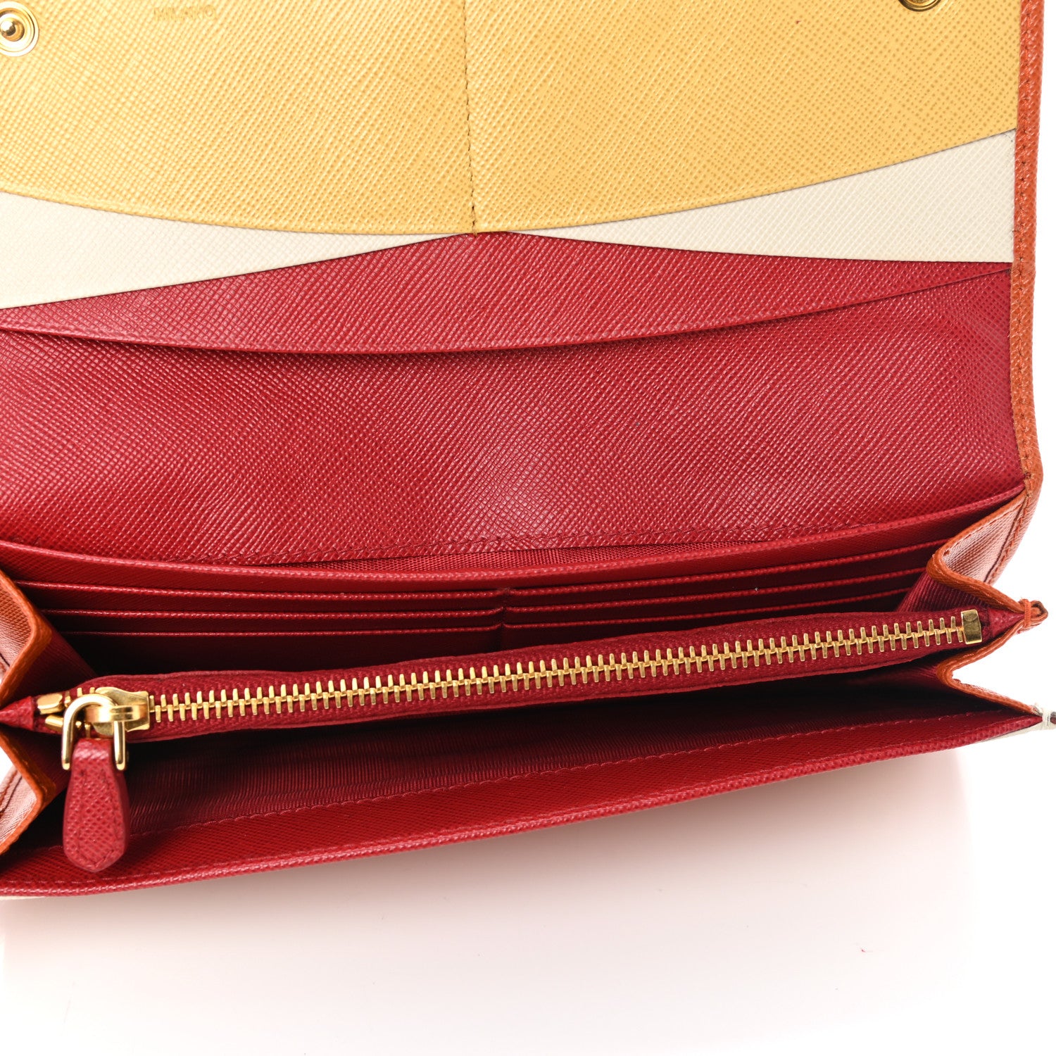 Prada Saffiano Metal Continental Flap Wallet Papaya Fuoco 5 of 7