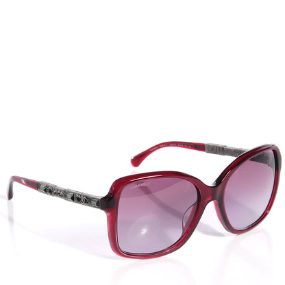 Chanel Crystal Baguette CC Square Sunglasses 5308 Red 3 of 7