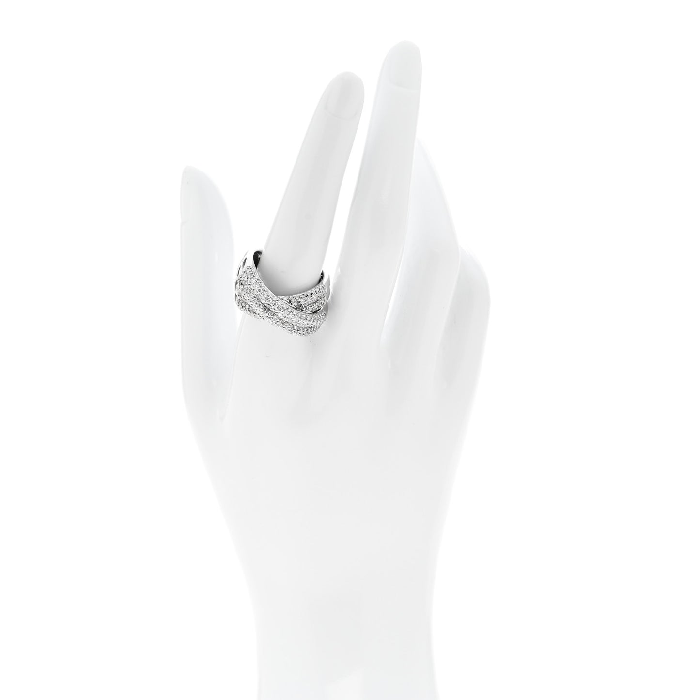 18K White Gold Diamond 1.75ctw Crossover Band Ring 58 8.25