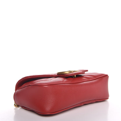Gucci Calfskin Matelasse Super Mini GG Marmont Shoulder Bag Hibiscus Red 4 of 7