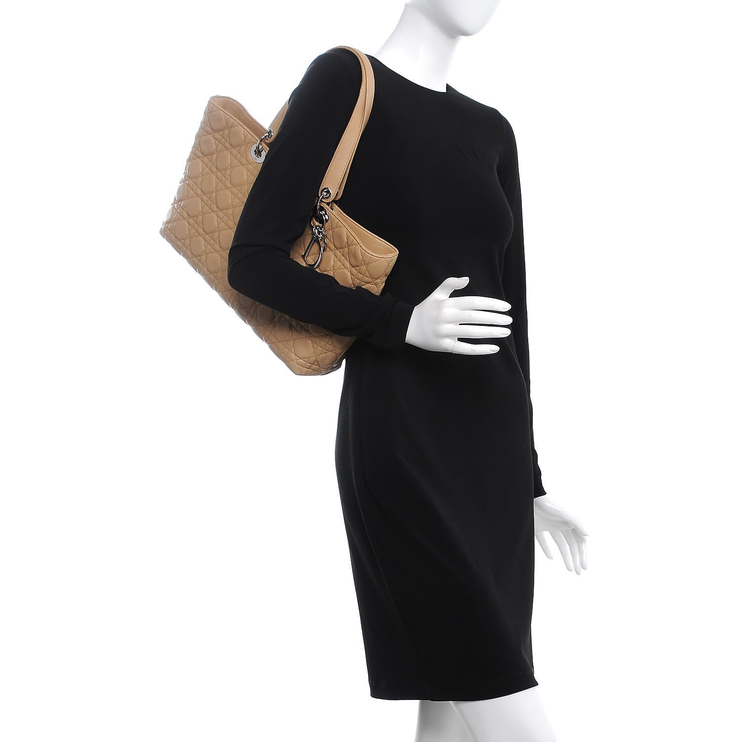 Christian Dior Lambskin Cannage Large Lady Dior Shopper Tote Beige 2 of 7
