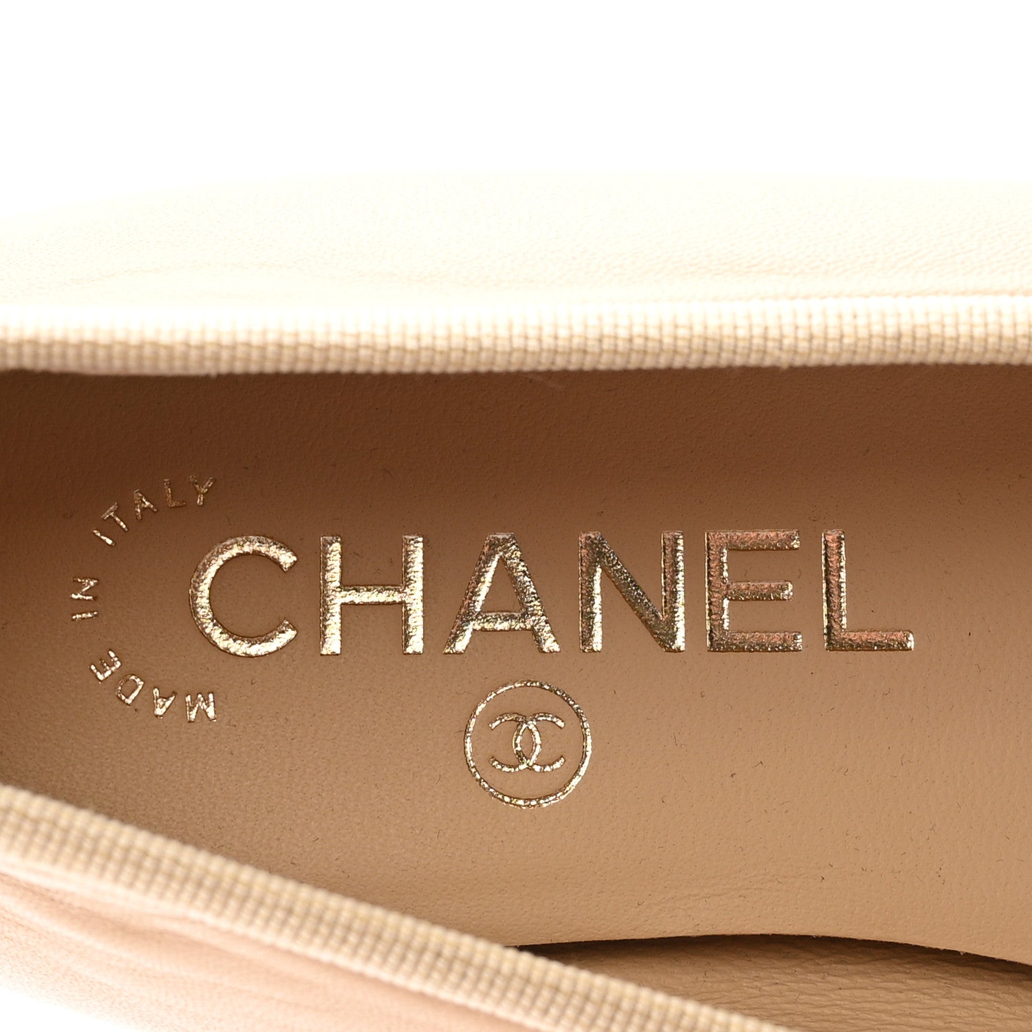 Chanel Lambskin Cap Toe CC Ballerina Flats 38.5 Beige Black 8 of 10