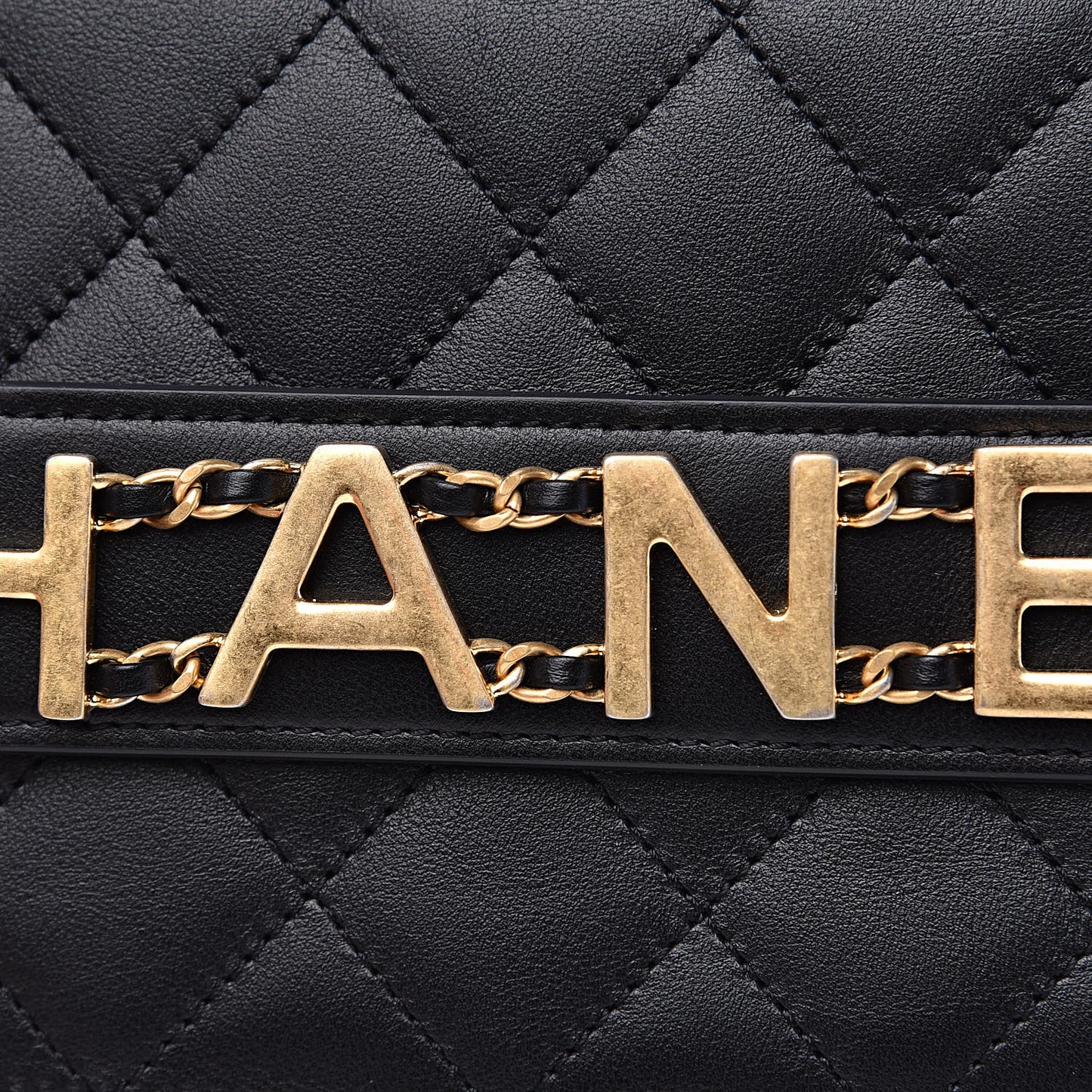 Calfskin Quilted Enchained Flap Black