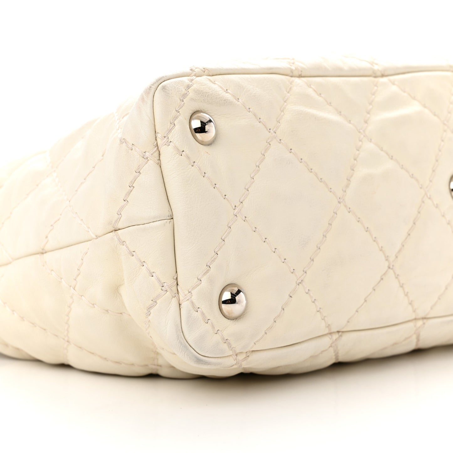 Calfskin Ultimate Stitch Shopping Tote White