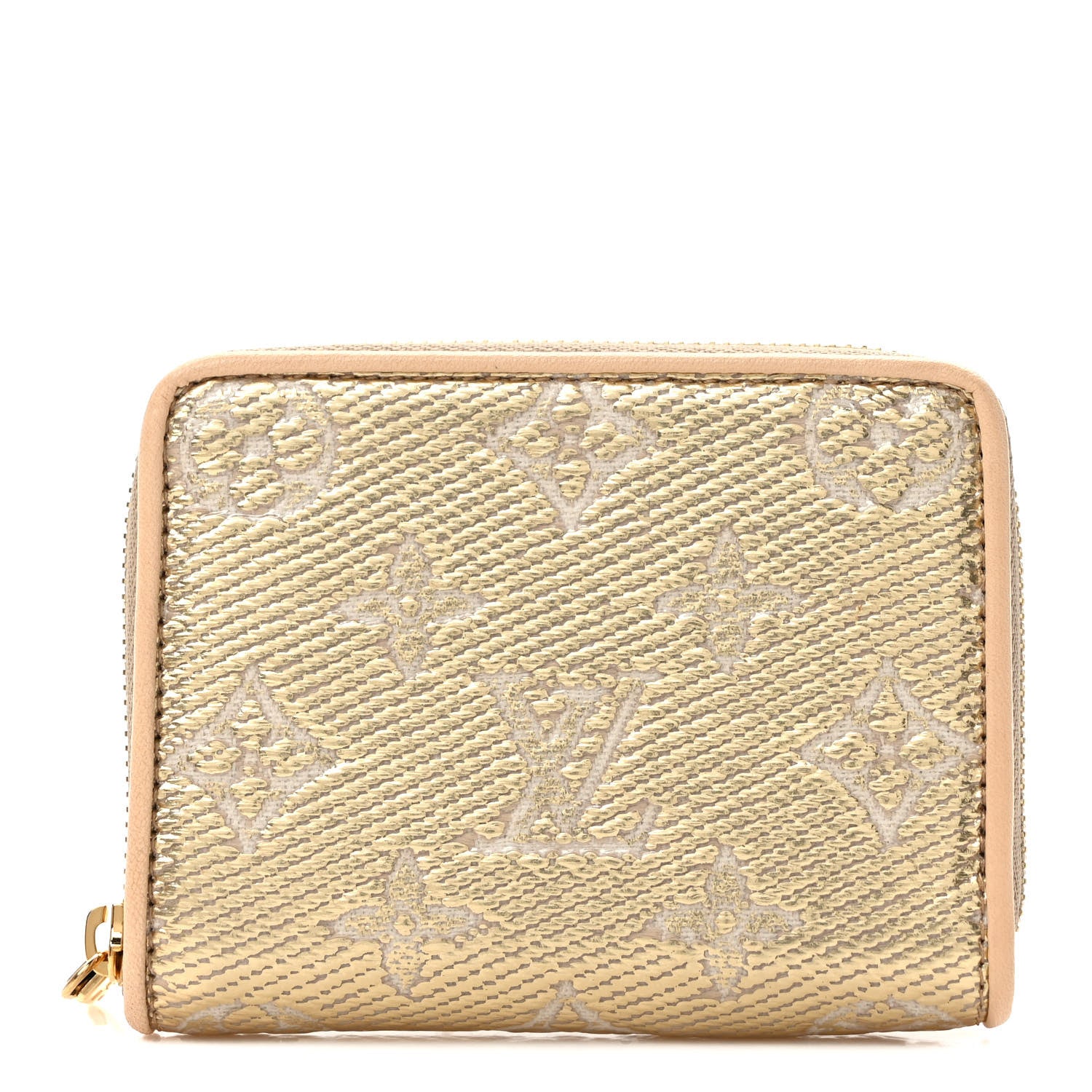 Louis Vuitton Lurex Jacquard Monogram Zippy Coin Purse Beige 1 of 7