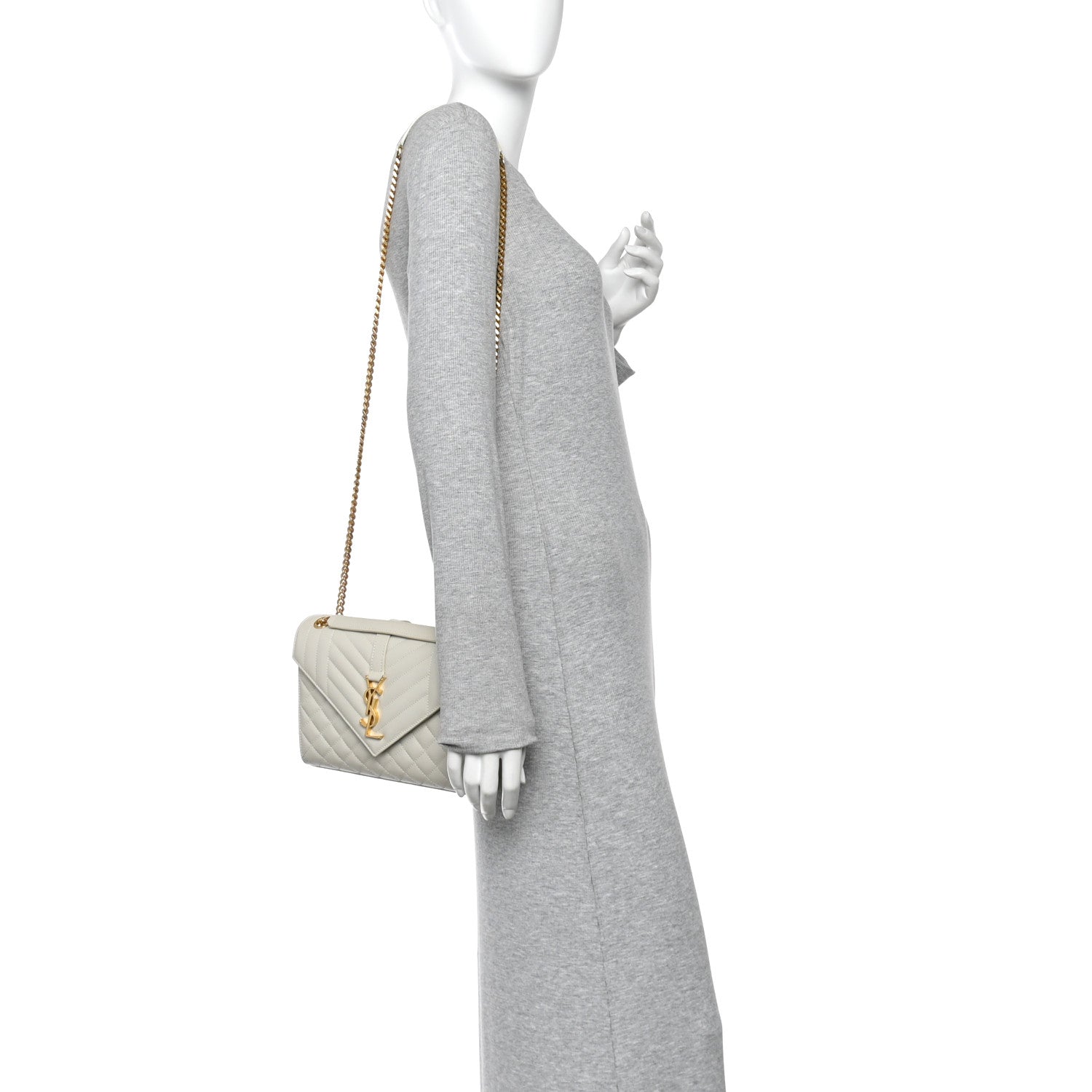 Saint Laurent Grain De Poudre Textured Mixed Matelasse Medium Triquilt Monogram Satchel Crema Soft 2 of 10