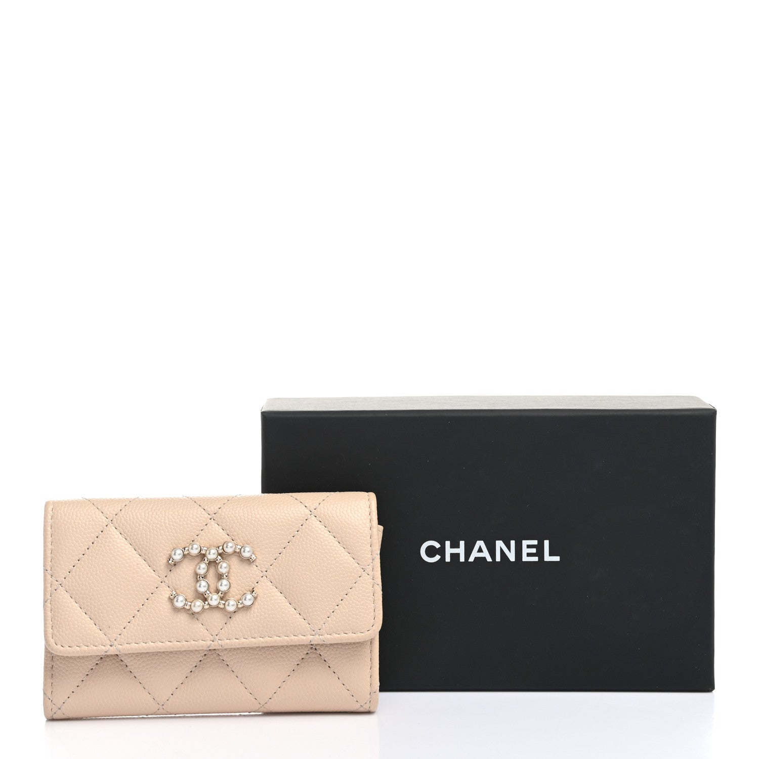 Chanel Caviar Pearl Quilted Coco Candy Flap Card Holder Beige 9 of 9