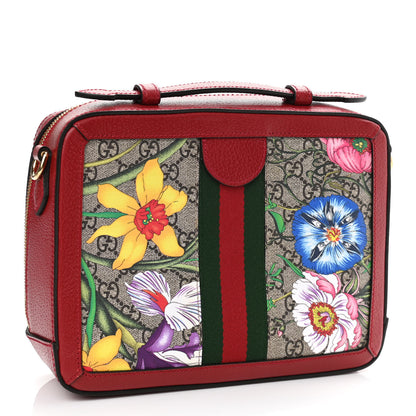 Gucci GG Supreme Monogram Flora Web Small Ophidia Top Handle Shoulder Bag Hibiscus Red 3 of 11