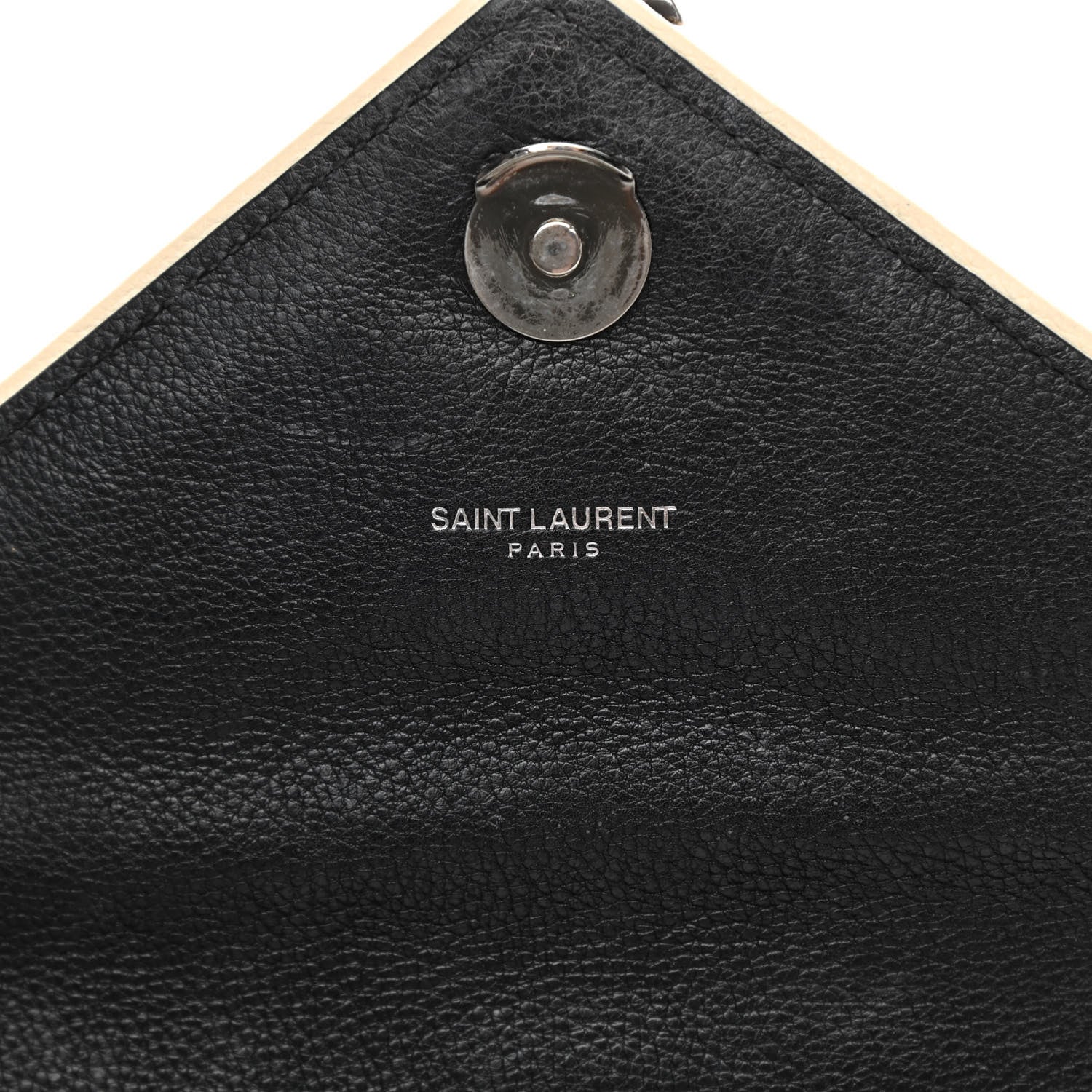 Saint Laurent Grained Calfskin Tri-Quilt Monogram Medium College Bag Black White 6 of 14