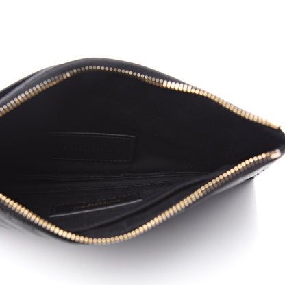 Saint Laurent Grain De Poudre Chevron Monogram Bill Pouch Black 4 of 7