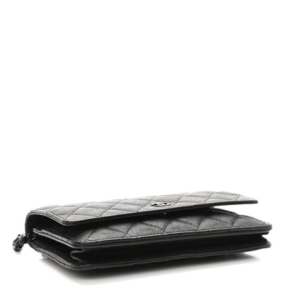 Chanel Crumpled Calfskin Quilted Wallet On Chain WOC So Black 4 of 12
