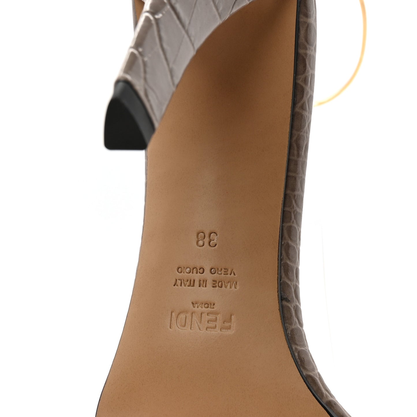 Calfskin Crocodile Embossed Filo 95mm Sandals 38 Taupe