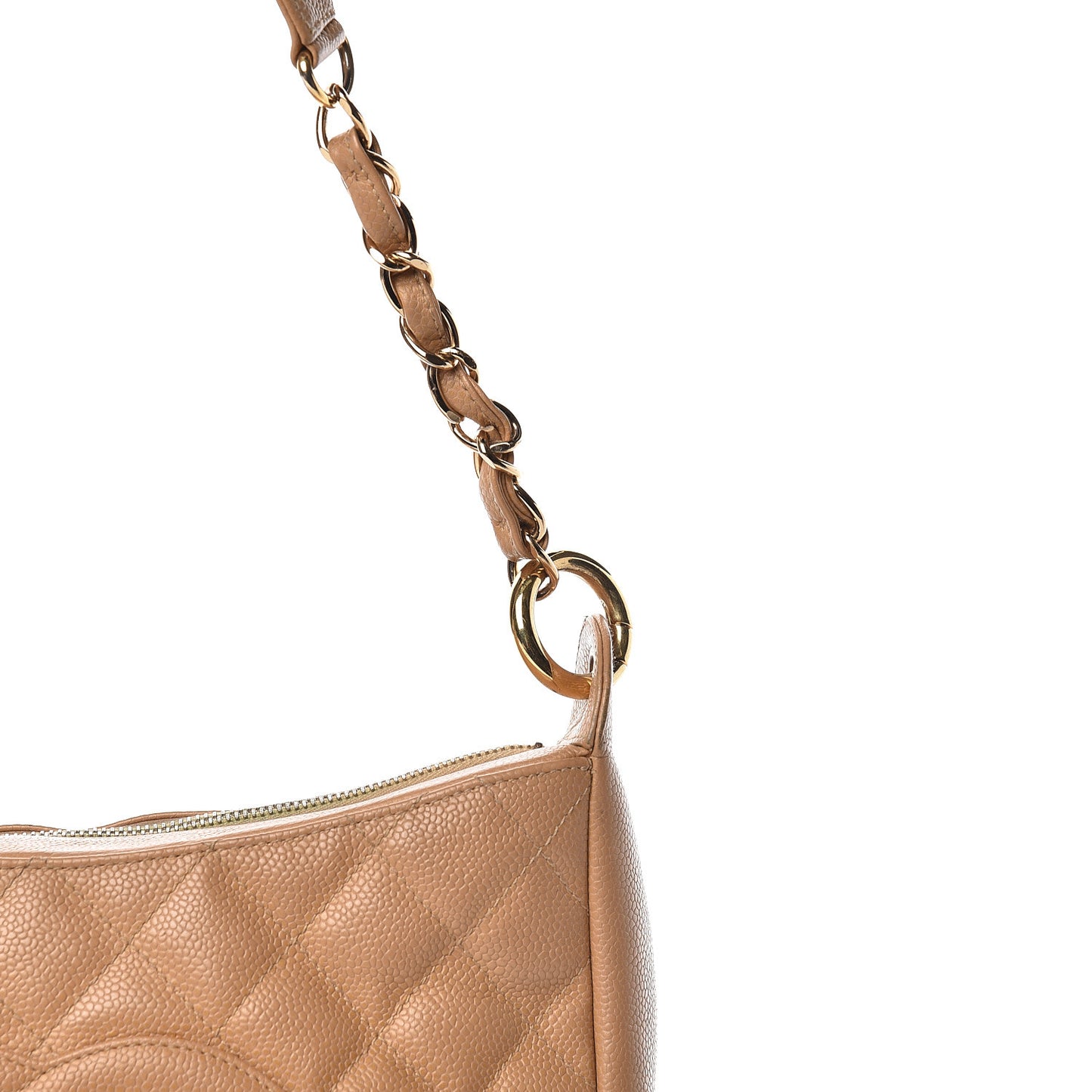 Caviar Quilted Timeless CC Shoulder Bag Beige