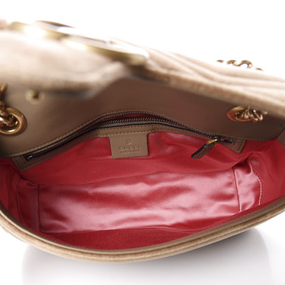 Gucci Velvet Matelasse Small GG Marmont Shoulder Bag Taupe 4 of 11