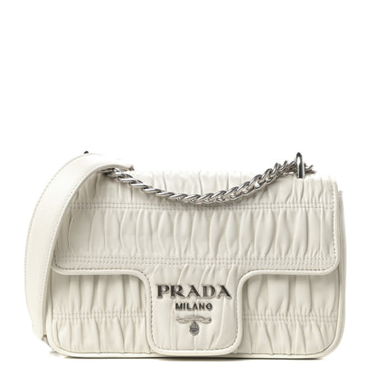Prada Nappa Gaufre Small Chain Flap Shoulder Bag White 1 of 9