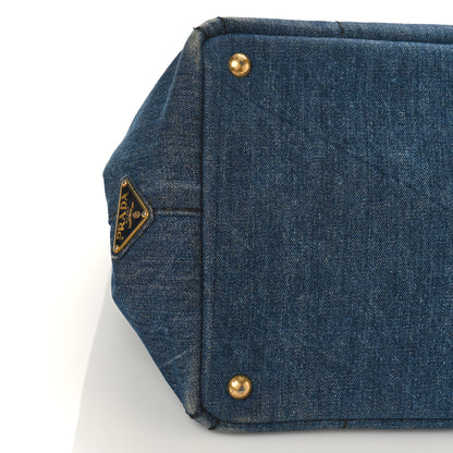 Prada Denim Logo Tote Bleu 8 of 9