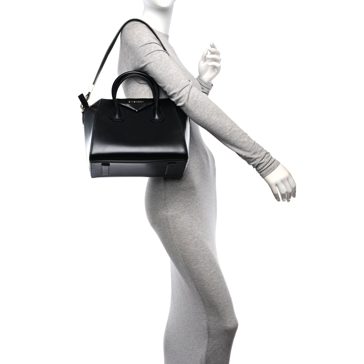 Shiny Lord Calfskin Small Antigona Black