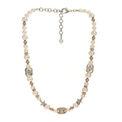 Chanel Metal Crystal Pearl CC Star Short Pendant Necklace Gold 3 of 5