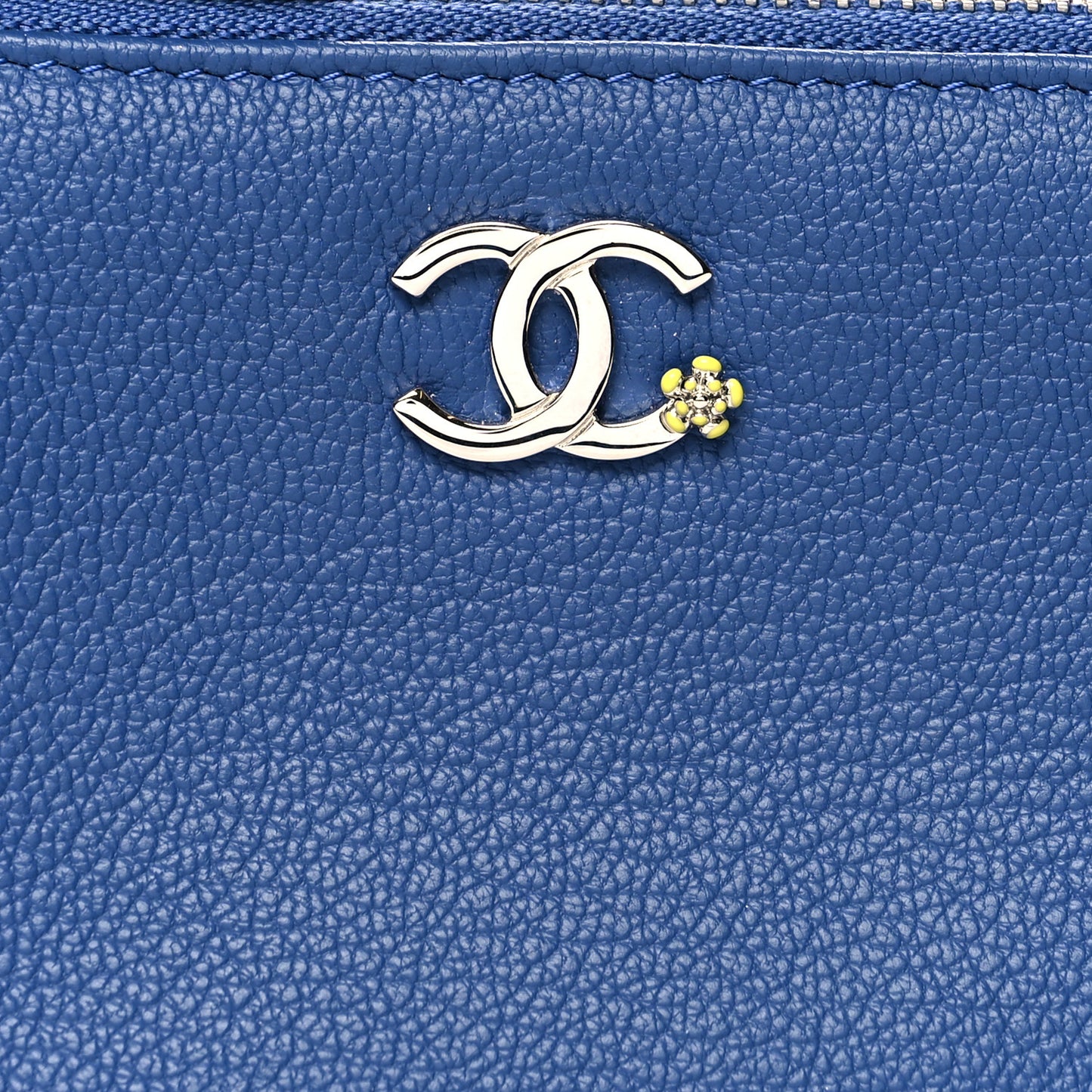 Goatskin Small CC Clover Cosmetic Case Blue