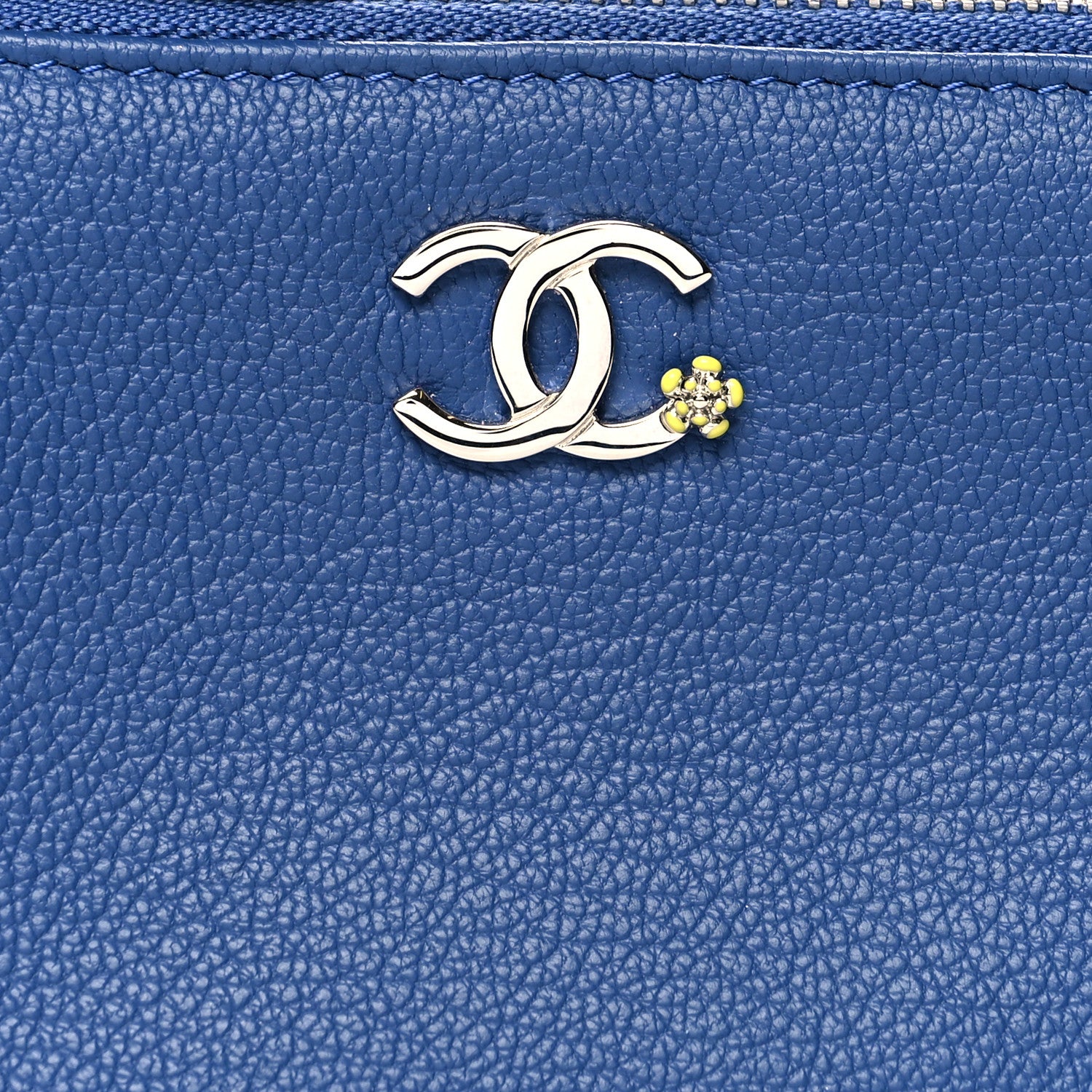Chanel Goatskin Small CC Clover Cosmetic Case Blue 8 of 8