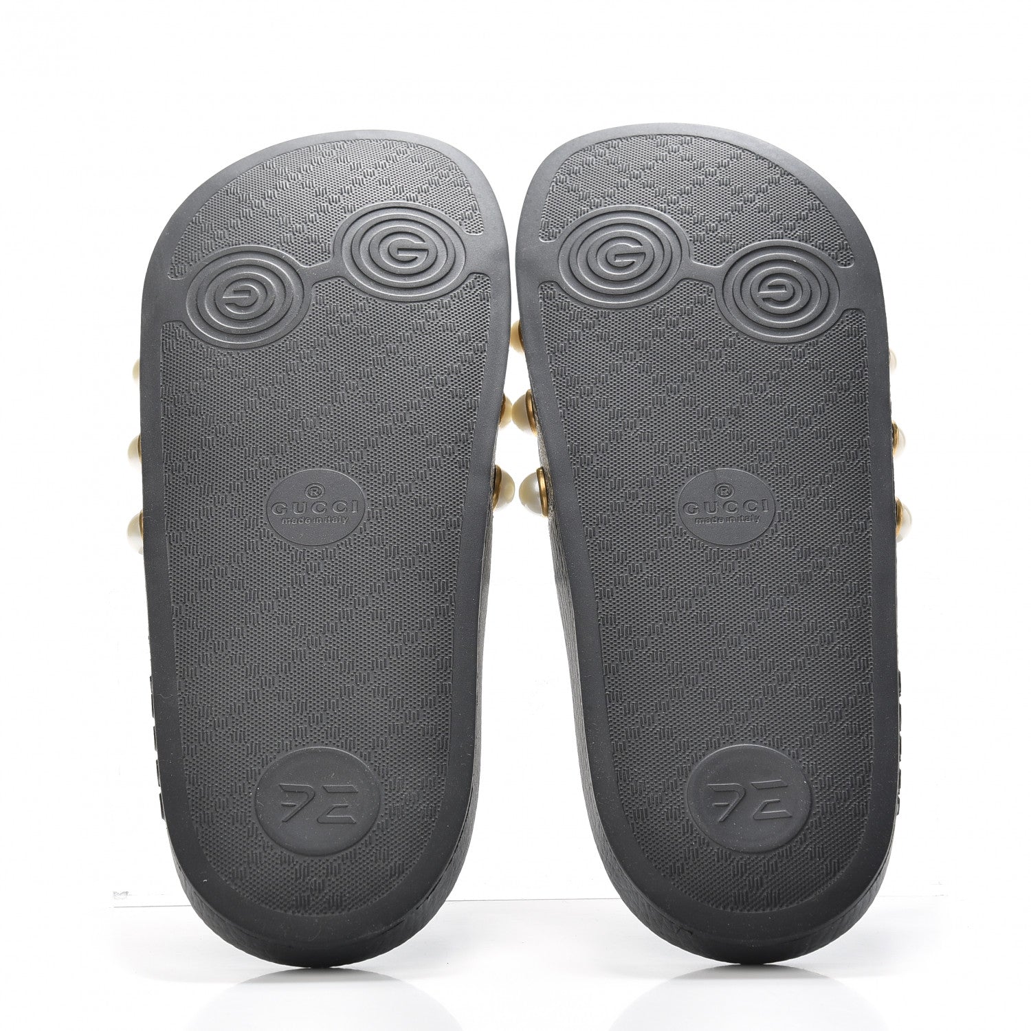 Gucci GG Supreme Monogram Slide Pearls Sandals 39 Beige 5 of 7