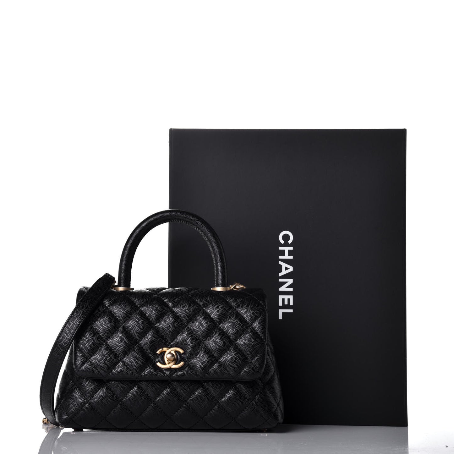 Caviar Quilted Mini Coco Handle Flap Black