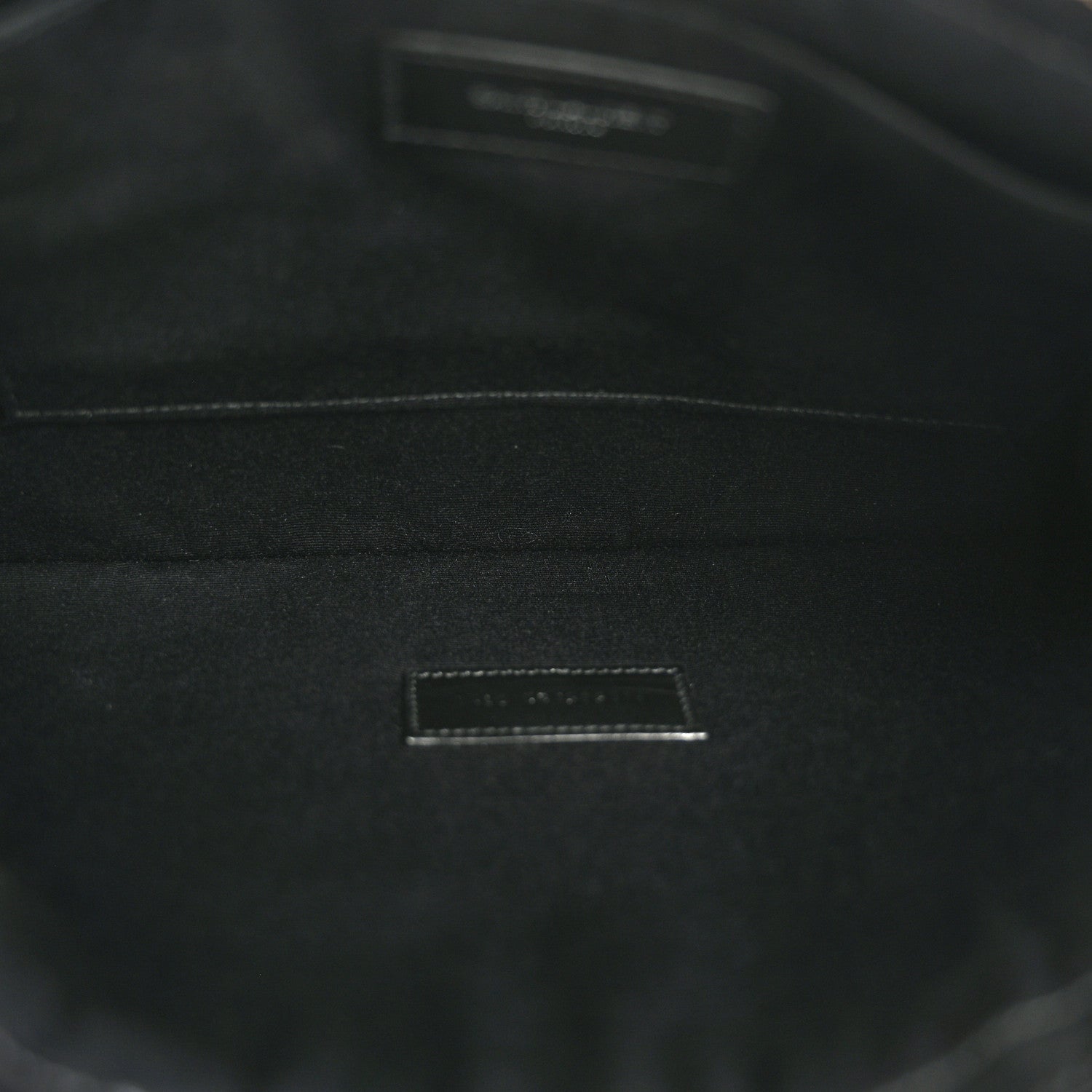 Saint Laurent Raffia Calfskin Rive Gauche Zipped Pouch Naturale Black 5 of 9