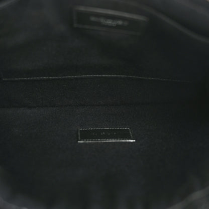 Saint Laurent Raffia Calfskin Rive Gauche Zipped Pouch Naturale Black 5 of 9