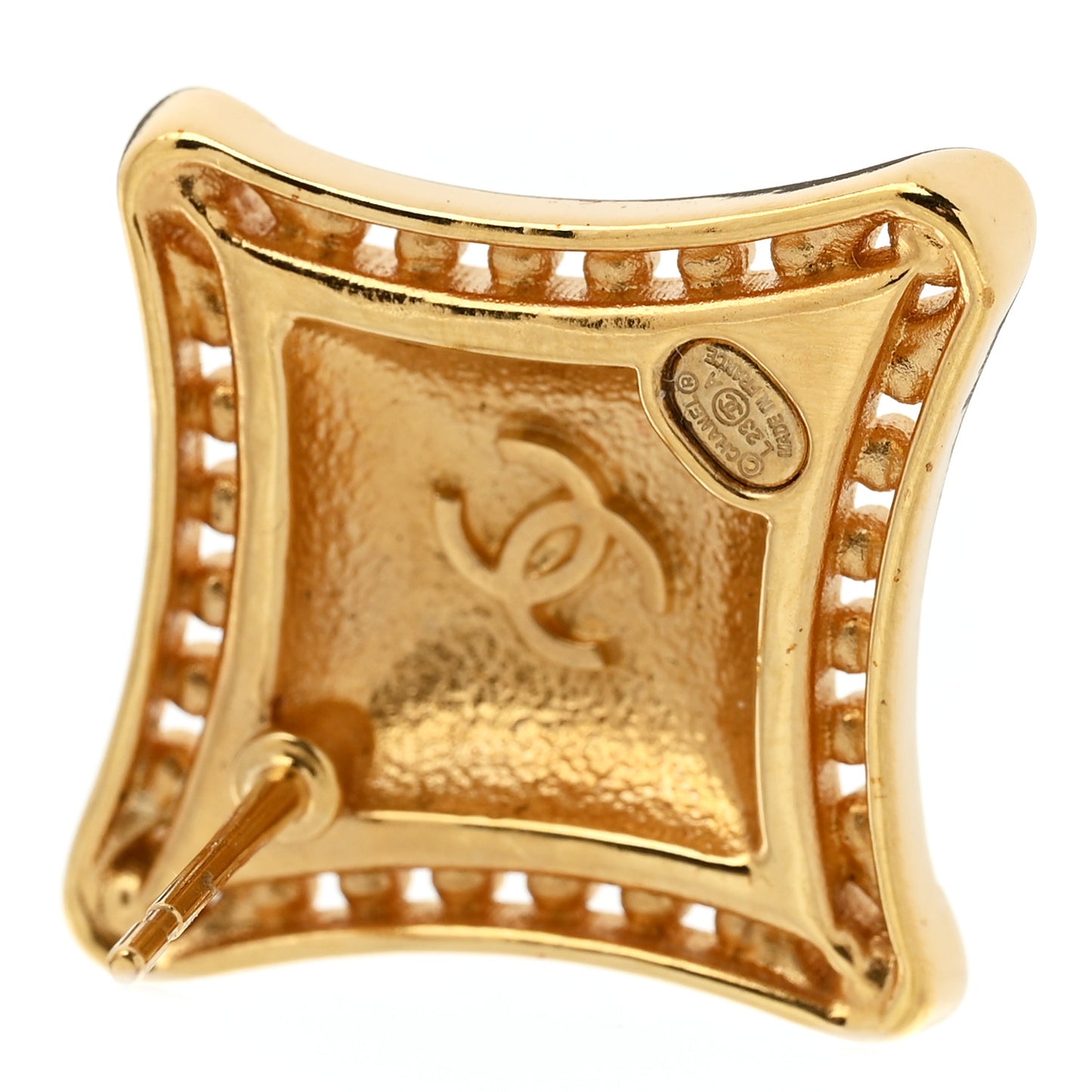 Crystal Diamond CC Earrings Gold