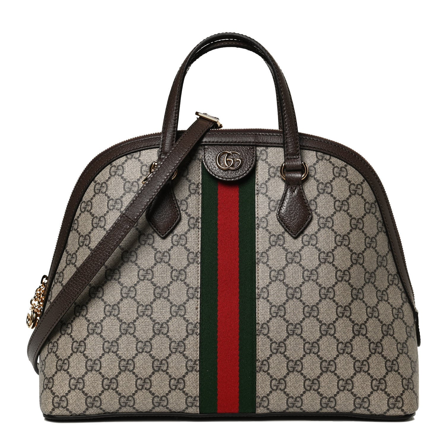 Gucci GG Supreme Monogram Web Medium Ophidia Top Handle Dome Bag Brown 1 of 11