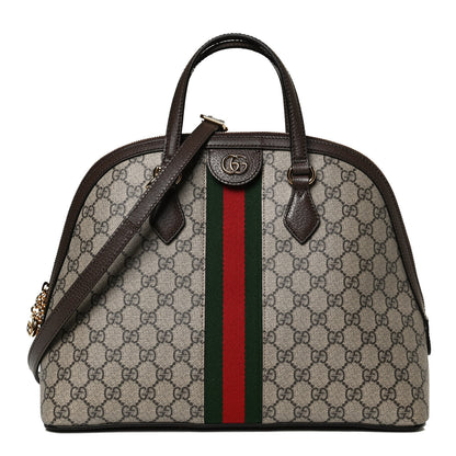 Gucci GG Supreme Monogram Web Medium Ophidia Top Handle Dome Bag Brown 1 of 11