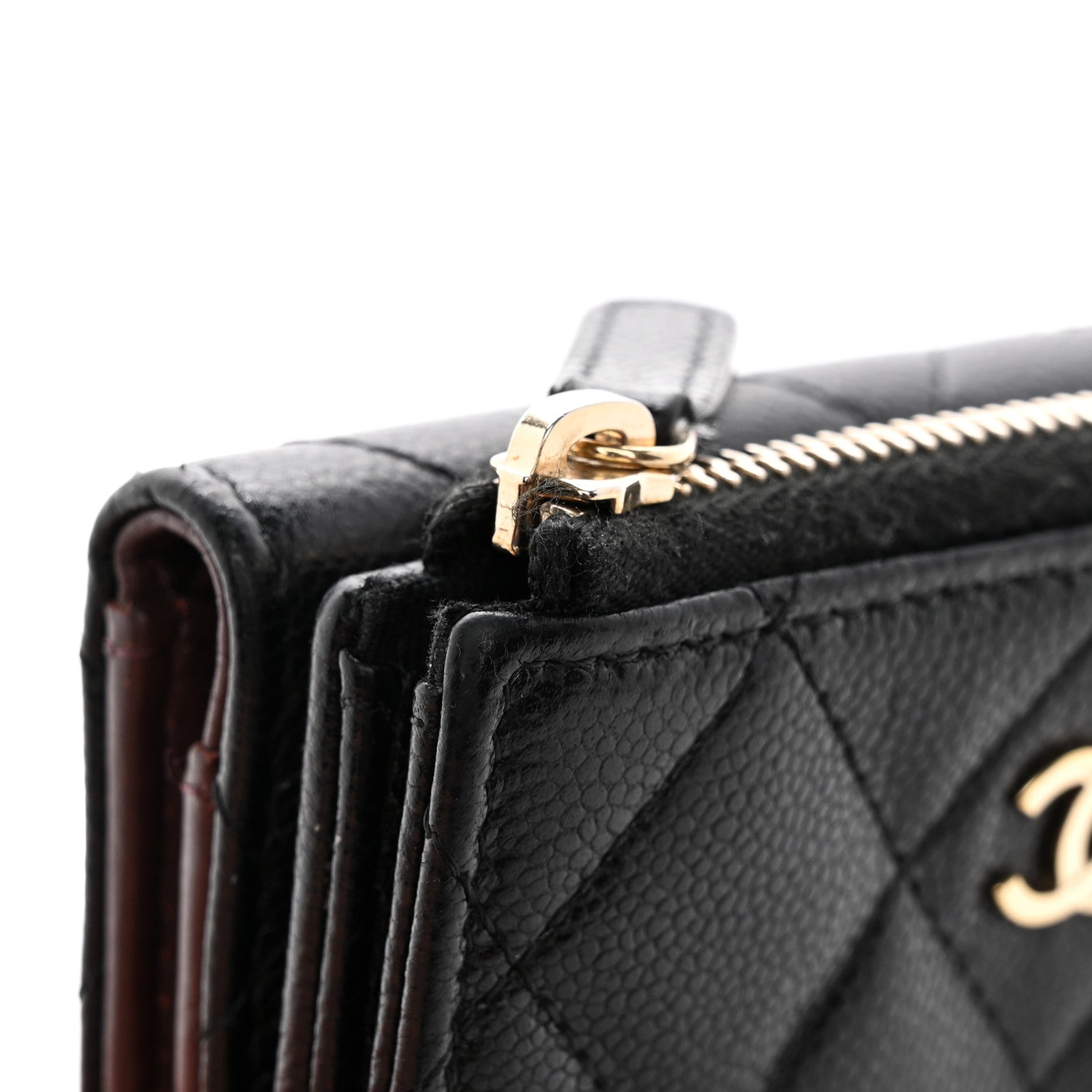 Chanel Caviar Quilted CC Zip Compact Trifold Wallet Black 11 of 12