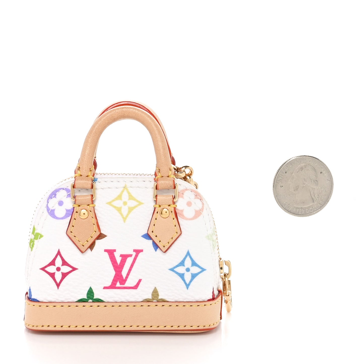 LV x TM Monogram Multicolor Micro Alma Bag Charm White
