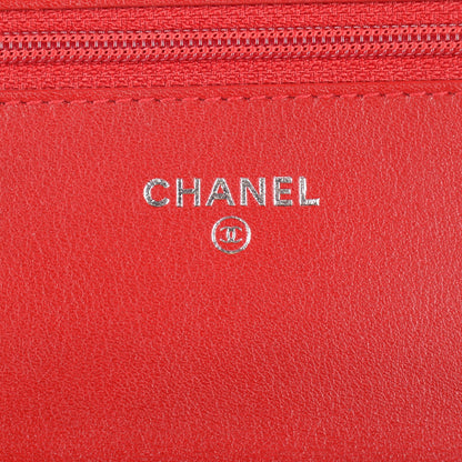 Chanel Patent Camellia Embossed Wallet on Chain WOC Rouge 6 of 8