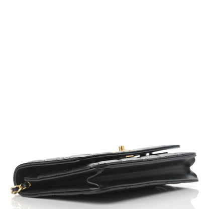 Chanel Lambskin Quilted Pearl Crown Wallet On Chain WOC Black 4 of 13