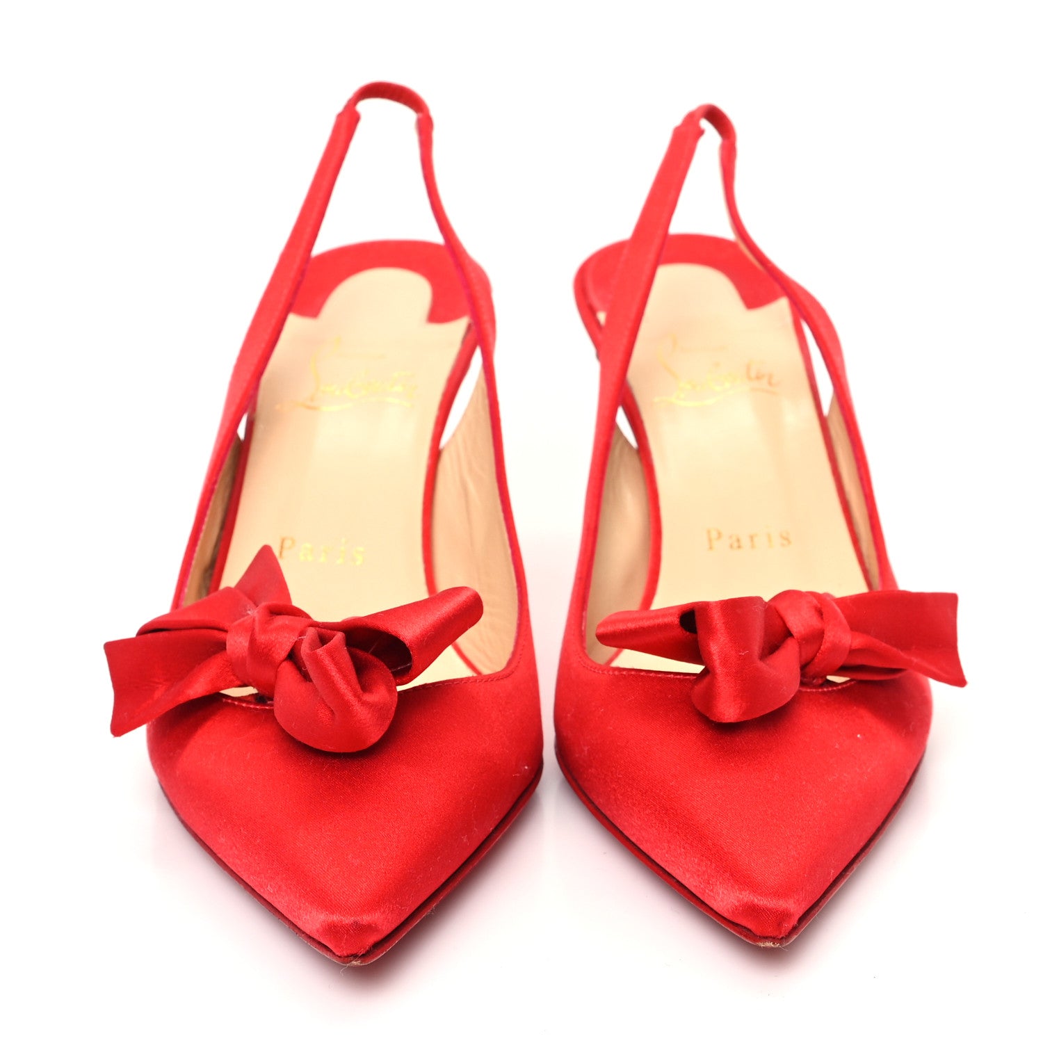 Christian Louboutin Crepe Satin Yasling 70 Slingback Pumps 38 Red 3 of 9