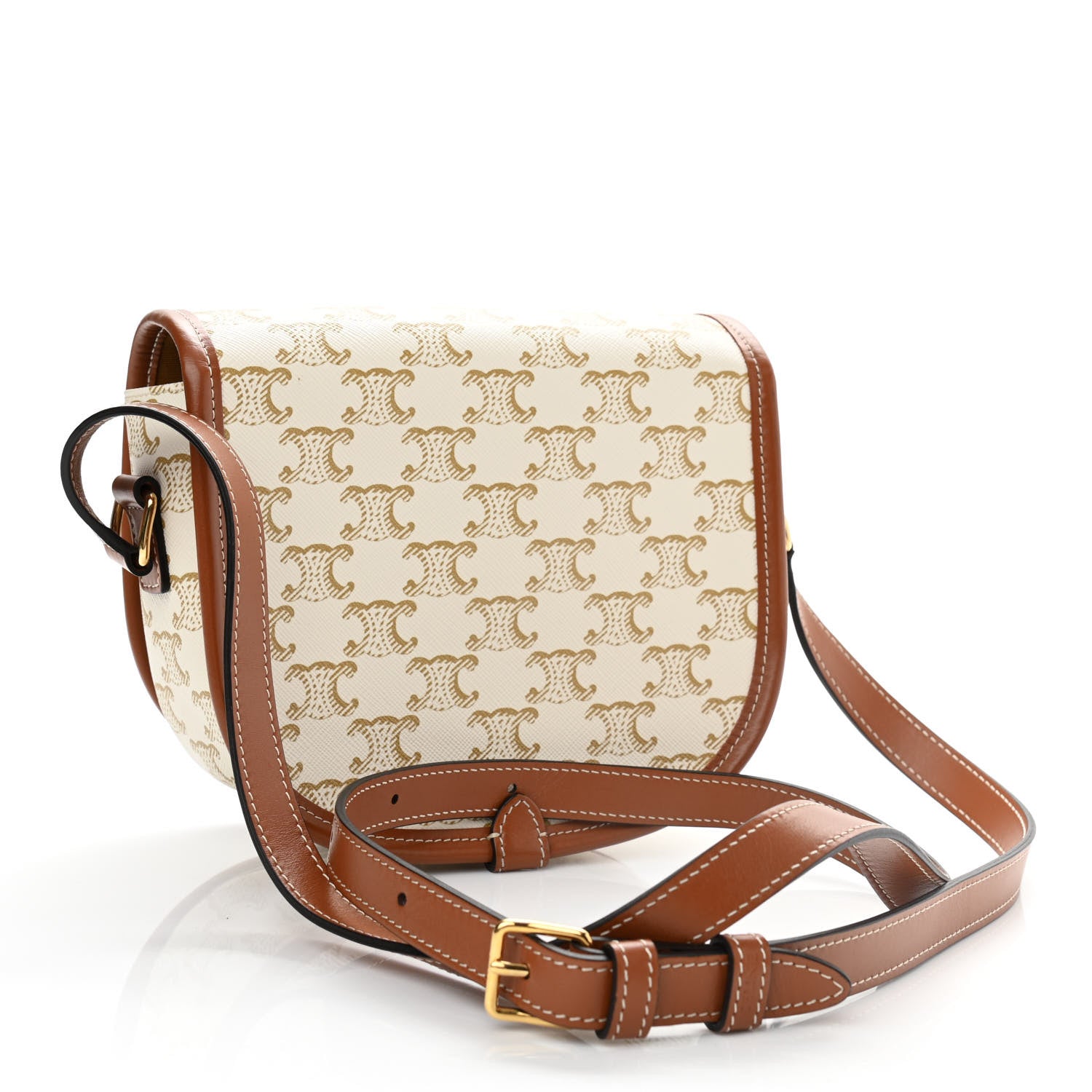 Celine Triomphe Canvas Medium Folco Bag White 3 of 11