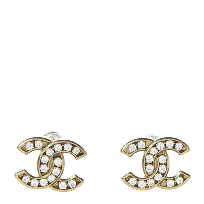Chanel Crystal CC Earrings Gold 1 of 5