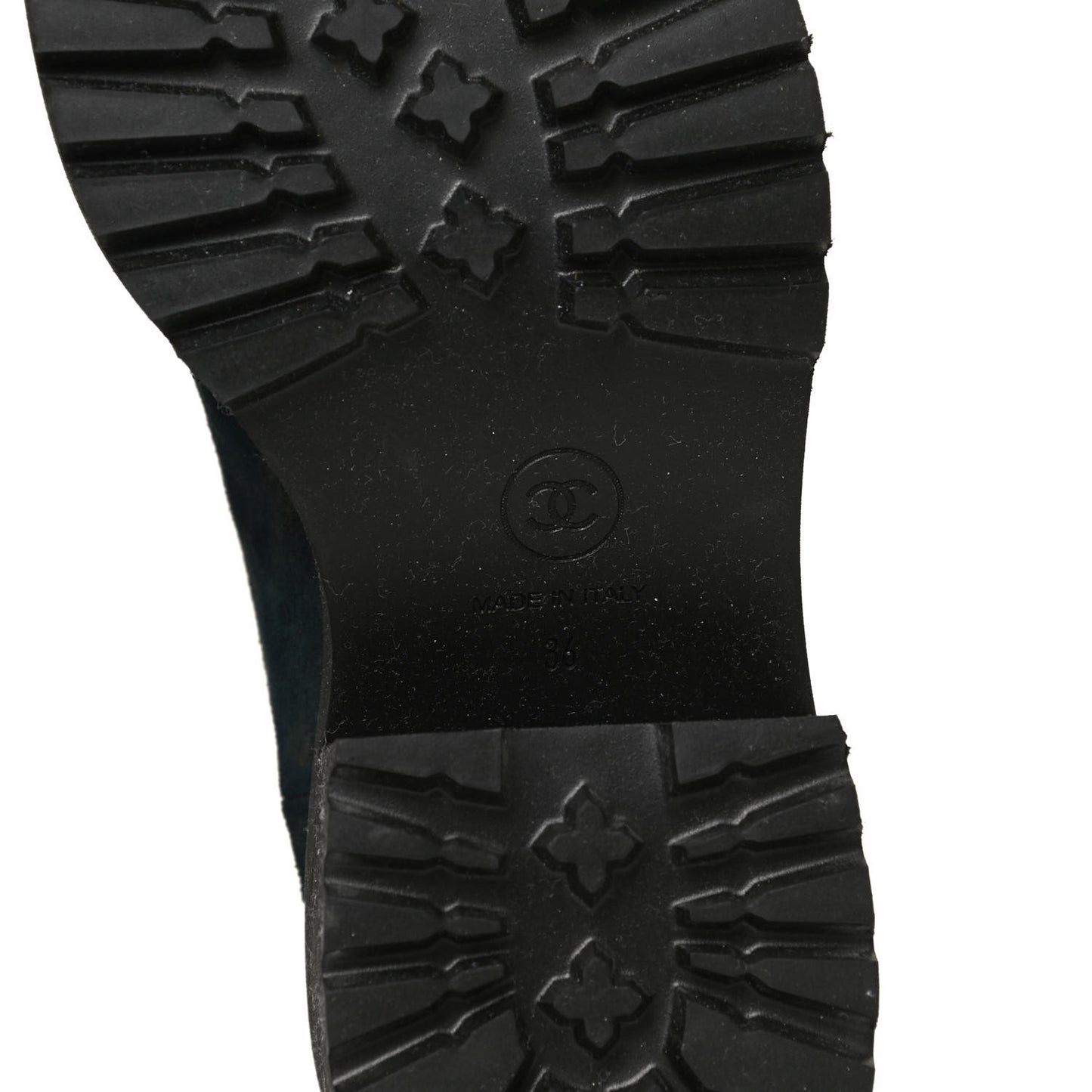 Suede Calfskin CC Cap Toe Boots 36 Navy Black