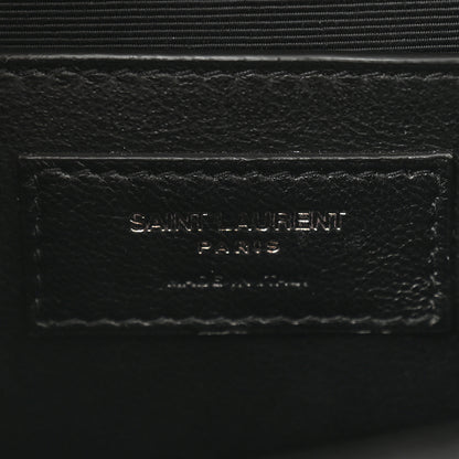 Saint Laurent Grain De Poudre Textured Mixed Matelasse Triquilt Medium Monogram Monochrome Satchel Black 6 of 11