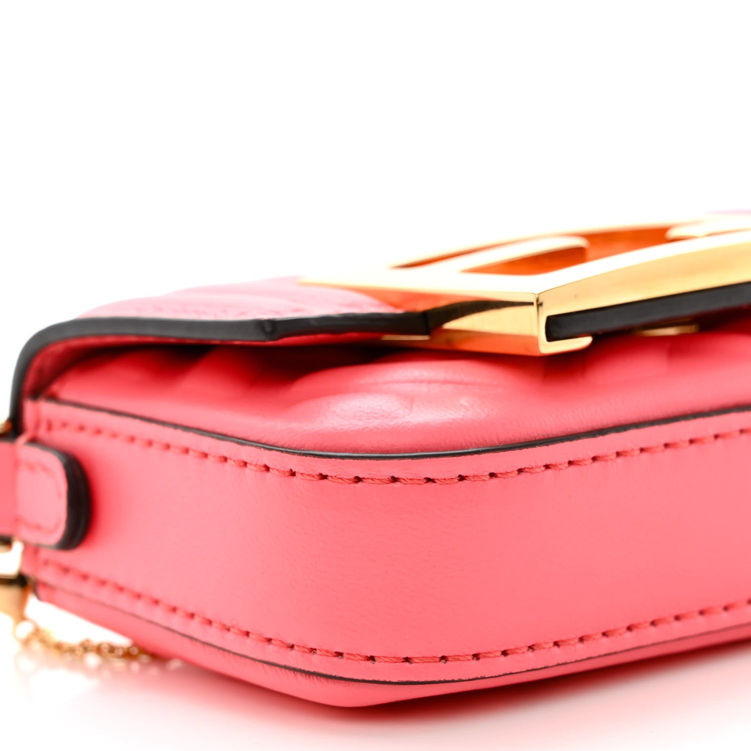 Fendi Nappa Matisse FF Embossed Nano Maxi Buckle Baguette Charm Pink Dalia 9 of 11