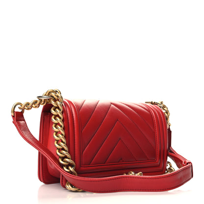 Chanel Calfskin Chevron Quilted Small Boy Flap Red 3 of 10